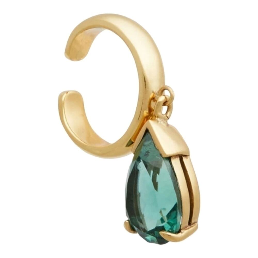 Cornelia Webb 24K Gold Plated Quartz Ear Cuff Single Earring Emerald Green NWT